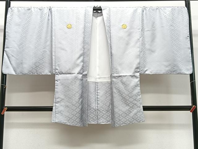 平和屋着物∞男性 羽織 色紋付 石地紋 灰黄緑色 洗える着物 CABG3959ua