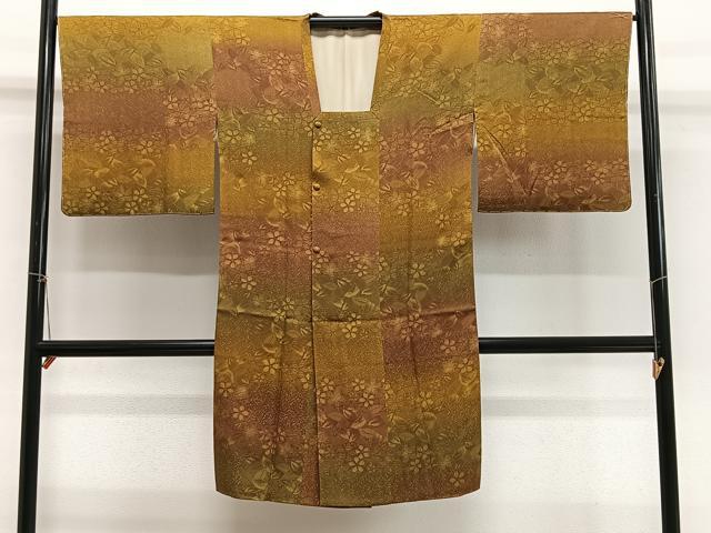 平和屋着物∞道行コート 草花地紋 暈し染め さが美扱い ロング丈 正絹 逸品 未使用 CABG3927ua