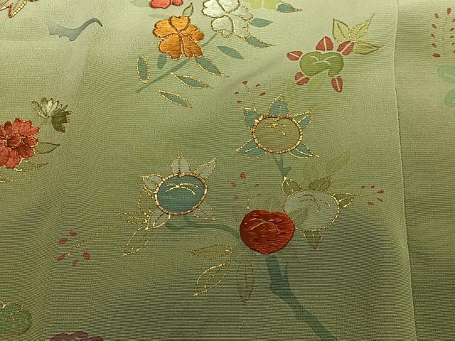 平和屋着物∞道行コート 駒刺繍 草花文 暈し染め 金彩 正絹 逸品 CABG3941ua