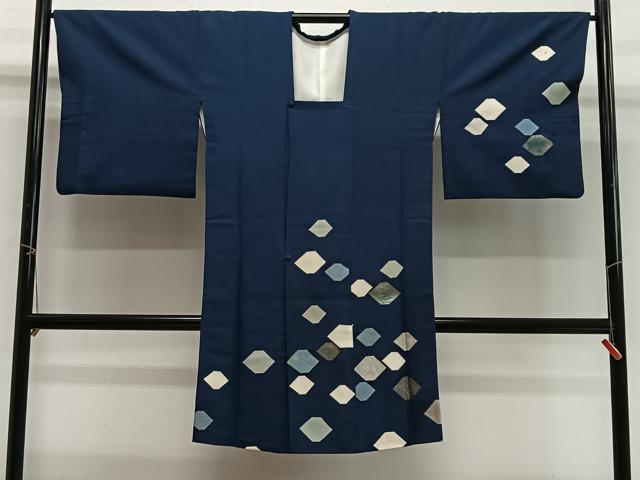 平和屋着物∞道行コート 抽象文様 銀通し地 正絹 逸品 CABG3926ua
