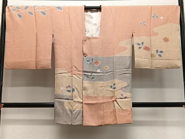平和屋着物∞道行コート 舞花文 金彩 正絹 逸品 CABG3961ua