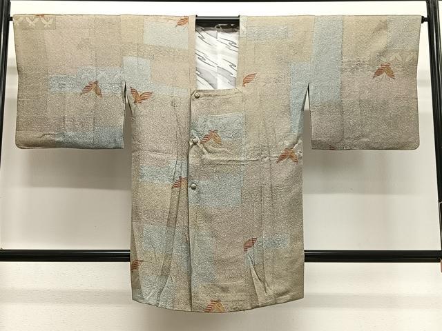 平和屋着物∞道行コート 地紋起こし 舞蝶文 正絹 逸品 CABG3942ua