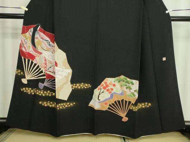 平和屋着物■豪華黒留袖 作家物 人物扇面草花文 金彩 正絹 逸品 DABF8711sf