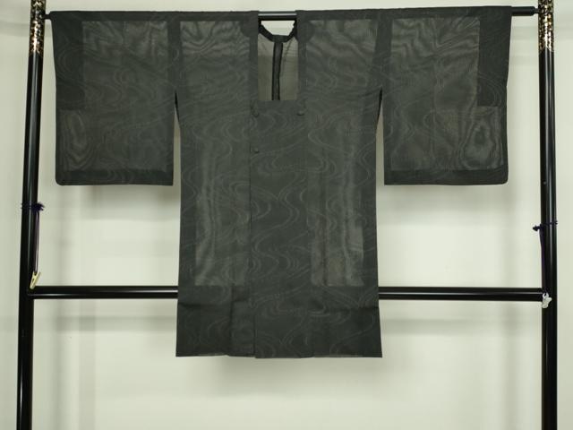 平和屋着物▽道行コート スリーシーズン 春夏秋 塵除け 流水文 黒地 正絹 逸品 DABF8757sf