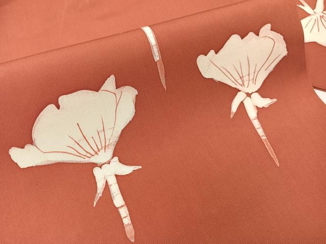 平和屋着物●塩瀬 九寸名古屋帯 作家物 ろうけつ染め 草花文 正絹 逸品 CABG7899vp