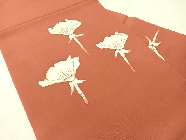 平和屋着物●塩瀬 九寸名古屋帯 作家物 ろうけつ染め 草花文 正絹 逸品 CABG7899vp