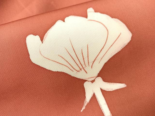 平和屋着物●塩瀬 九寸名古屋帯 作家物 ろうけつ染め 草花文 正絹 逸品 CABG7899vp