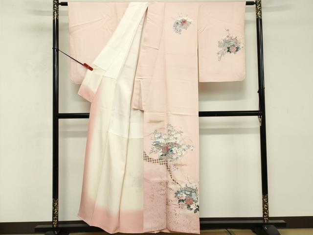 平和屋着物■訪問着 扇面御所車花文 暈し染め 金彩 正絹 逸品 DABF9702cd