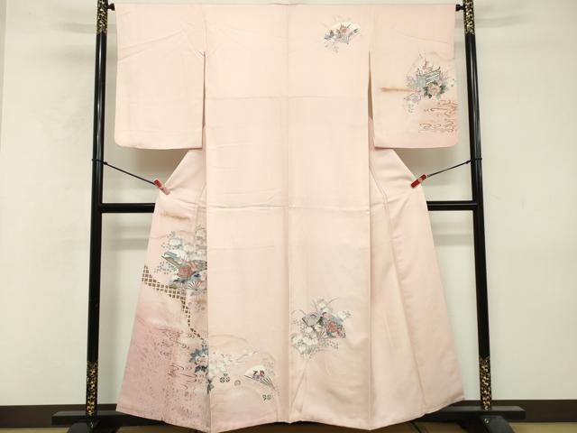 平和屋着物■訪問着 扇面御所車花文 暈し染め 金彩 正絹 逸品 DABF9702cd