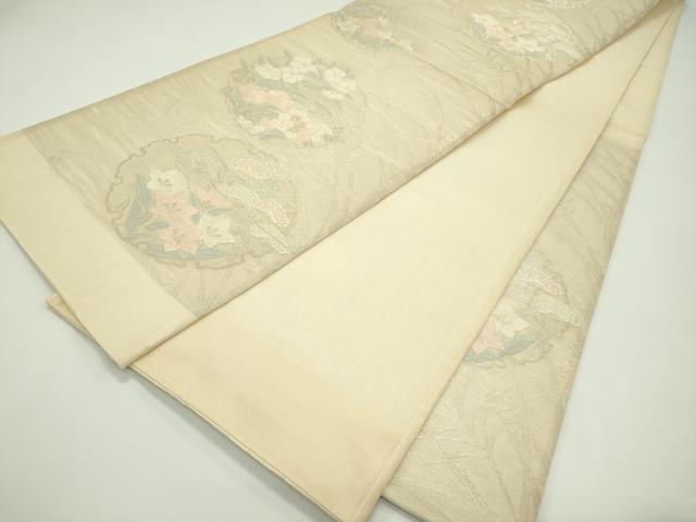 平和屋着物*夏物 六通柄袋帯 雪輪秋草文 金銀糸 正絹 逸品 CABG7467rv