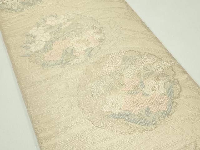 平和屋着物*夏物 六通柄袋帯 雪輪秋草文 金銀糸 正絹 逸品 CABG7467rv