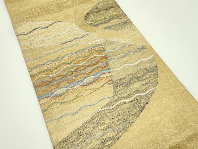 平和屋着物▽太鼓柄袋帯 スリーシーズン 春夏秋 すくい織 幾何学文様 正絹 逸品 CABG7470rv