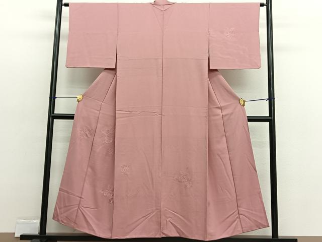 平和屋着物■中国三大刺繍 スワトウ刺繍 総刺繍 無地絵羽訪問着 草花文 珊瑚色 正絹 逸品 BAAX2481hv