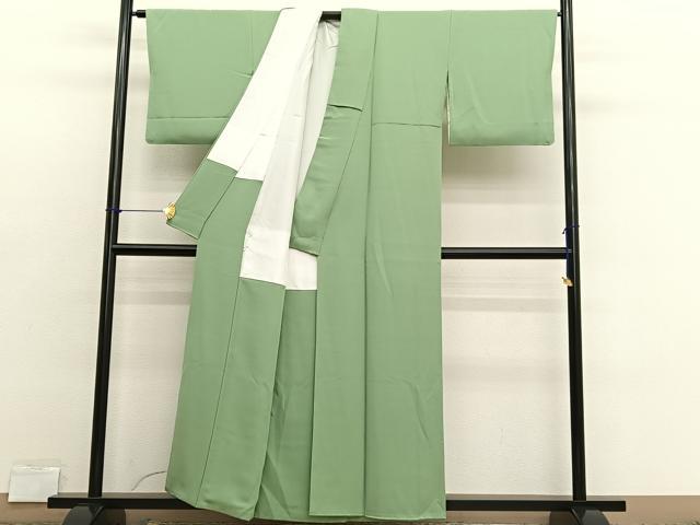 平和屋着物■上質な色無地 若葉色 正絹 逸品 BAAX2686hv