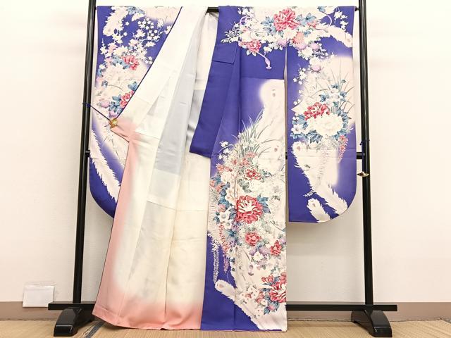 平和屋着物■豪華振袖 孔雀羽花文 暈し染め 金銀彩 正絹 逸品 BAAX2725hv