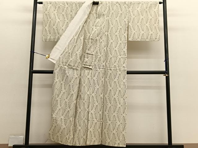 平和屋着物▽上質な紬 単衣 立涌花文 正絹 逸品 BAAX2596hv