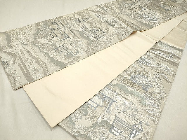平和屋着物◎六通柄袋帯 九百錦 京洛の四季 プラチナ箔 正絹 逸品 DABF0126ea