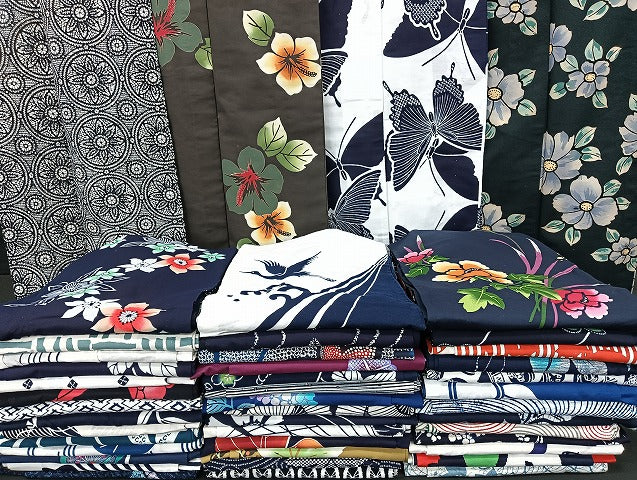 平和屋着物■浴衣 まとめて 45点 鶴 蝶 花柄 立波 型染め など 着用可能多数 未使用品あり mmm1051