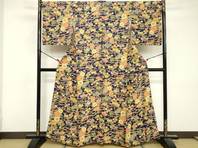 平和屋着物■上質な小紋 草花文 正絹 逸品 DABF9764cd