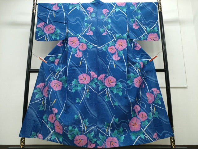 平和屋着物∴夏物 浴衣 注染 朝顔 綿 逸品 CABH1206ng