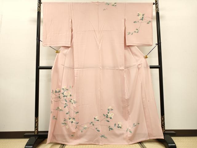 平和屋着物▽訪問着 単衣 友禅 作家物 枝花 正絹 逸品 DABF2678fe