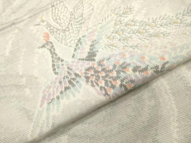 平和屋着物▽上質な紬 単衣 鳳凰 正絹 逸品 DABF2675fe