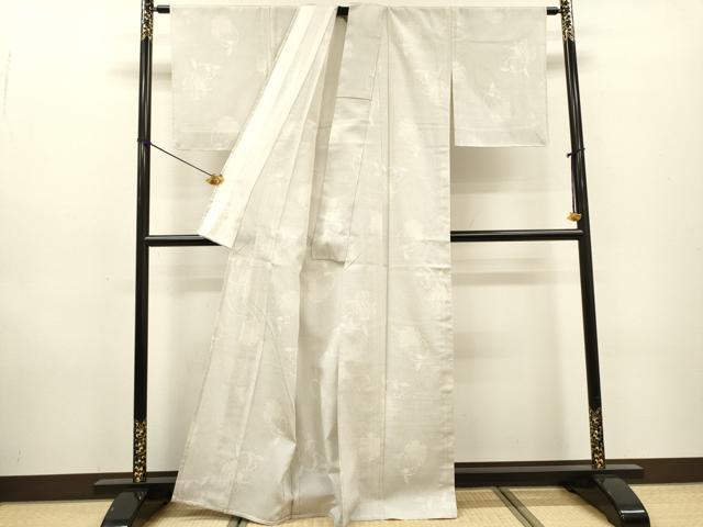 平和屋着物▽本塩沢 単衣 110亀甲 雪輪南天唐草文 正絹 逸品 未使用 DABF2673fe