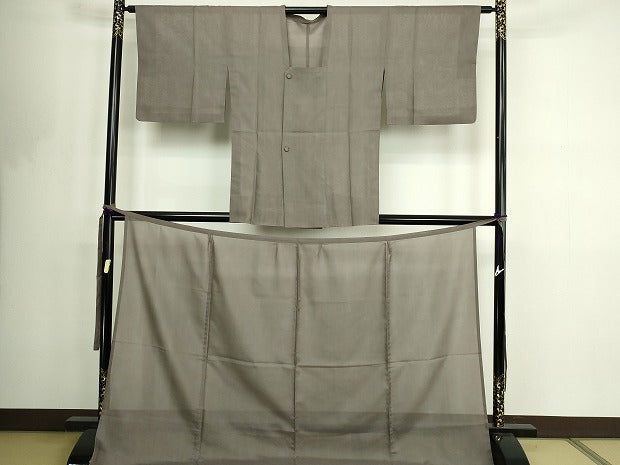 平和屋着物▽道行コート 二部式 スリーシーズン 春夏秋 塵除け 媚茶色 正絹 逸品 DABF8749sf