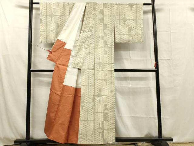 平和屋着物■上質な紬 麻の葉抽象文様 正絹 逸品 DABG1733ya