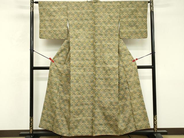 平和屋着物■上質な紬 草花文 正絹 逸品 DABF9840cd
