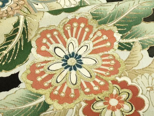 平和屋着物■豪華黒留袖 刺繍 正倉院花文 金彩 正絹 逸品 DABF6895qp