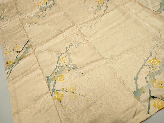 平和屋着物■上質な小紋 手描き 枝梅文 金糸 正絹 逸品 DABF9243qa