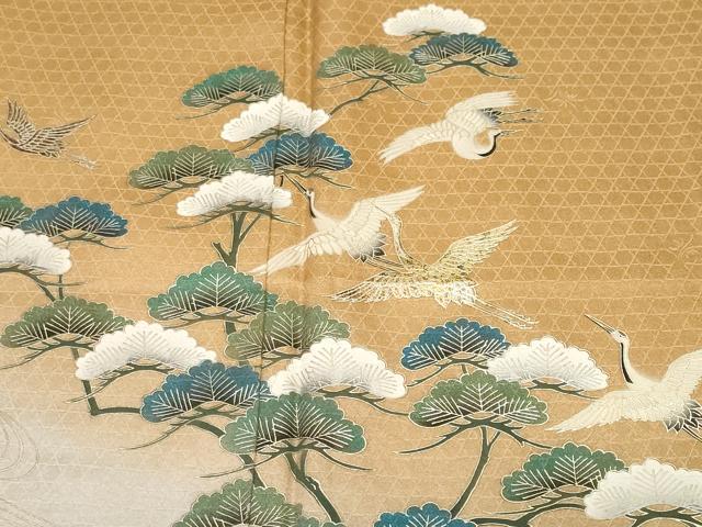 平和屋着物■訪問着 流水飛鶴笹枝松文 暈し染め 銀彩 正絹 逸品 CABH0107ev