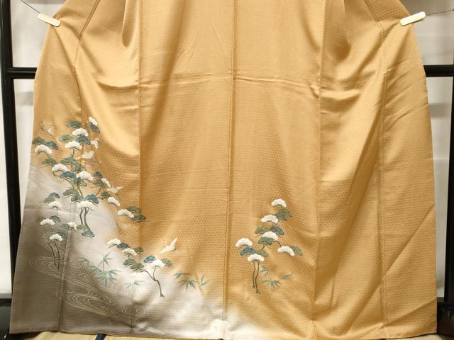 平和屋着物■訪問着 流水飛鶴笹枝松文 暈し染め 銀彩 正絹 逸品 CABH0107ev
