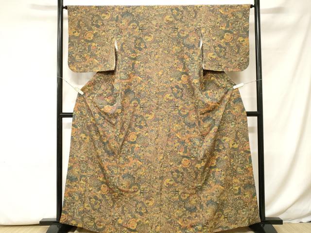 平和屋着物■上質な小紋 絵皿風景文 正絹 逸品 CABH0209ev