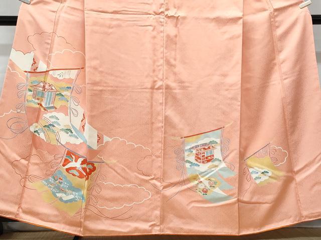 平和屋着物■訪問着 刺繍 雲取り几帳御所車吉祥花文 正絹 逸品 未使用 CABG9759fb