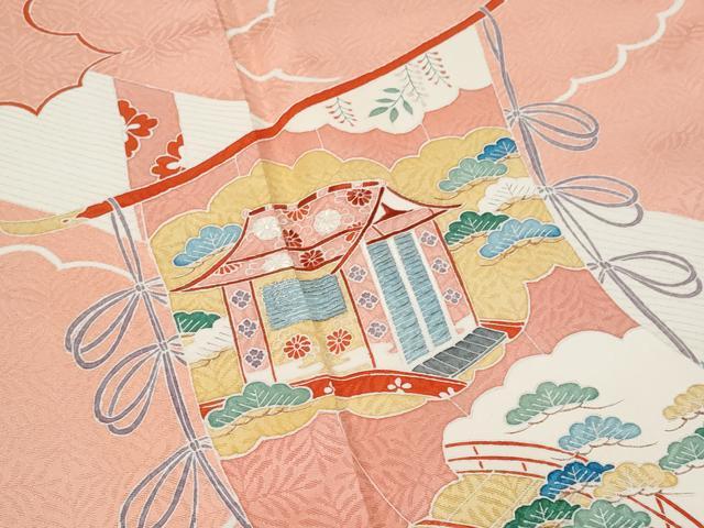 平和屋着物■訪問着 刺繍 雲取り几帳御所車吉祥花文 正絹 逸品 未使用 CABG9759fb