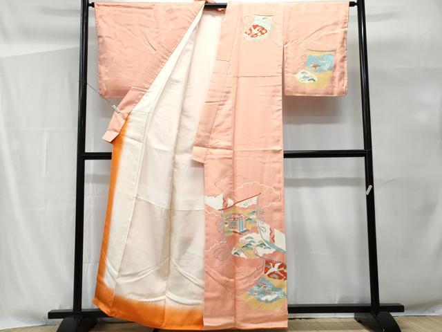 平和屋着物■訪問着 刺繍 雲取り几帳御所車吉祥花文 正絹 逸品 未使用 CABG9759fb
