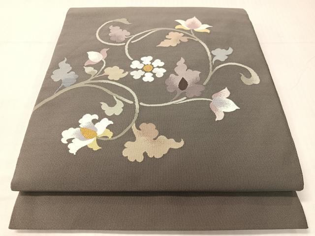 平和屋着物●爪掻き本綴れ 八寸名古屋帯 更紗唐草文 金糸 正絹 逸品 CABH4492vp