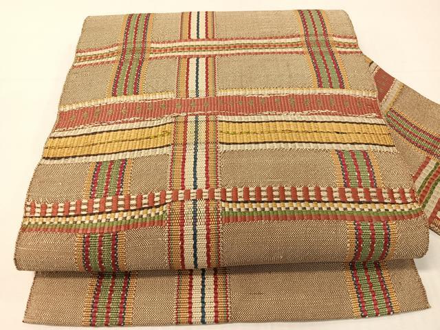 平和屋着物●八寸名古屋帯 紬地 吉野間道 金糸 正絹 逸品 CABH4532vp