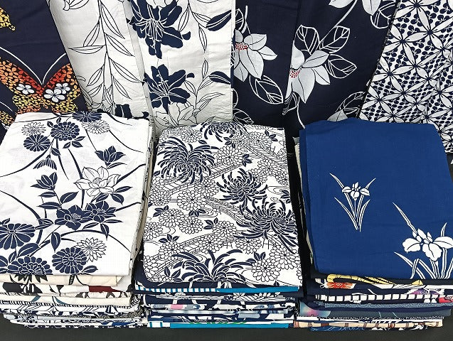 平和屋着物■浴衣 まとめて 45点 蝶 菖蒲 乱菊 花柄 七宝 など 着用可能多数 未使用品あり mmm1068