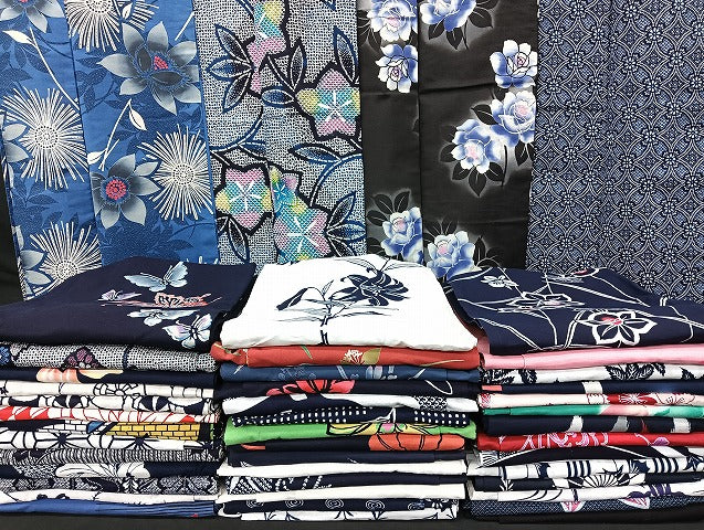 平和屋着物■浴衣 まとめて 45点 蝶 花柄 七宝 綿紅梅 型染め 暈し染め など 着用可能多数 未使用品あり mmm1082