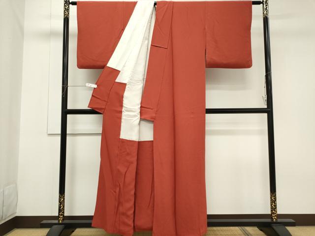 平和屋着物■上質な色無地 赤丹色 正絹 逸品 CABH0865ou