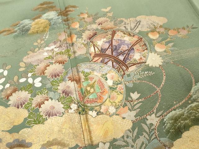 平和屋着物■豪華色留袖 鼓花文 金銀彩 正絹 逸品 DABF9883cd