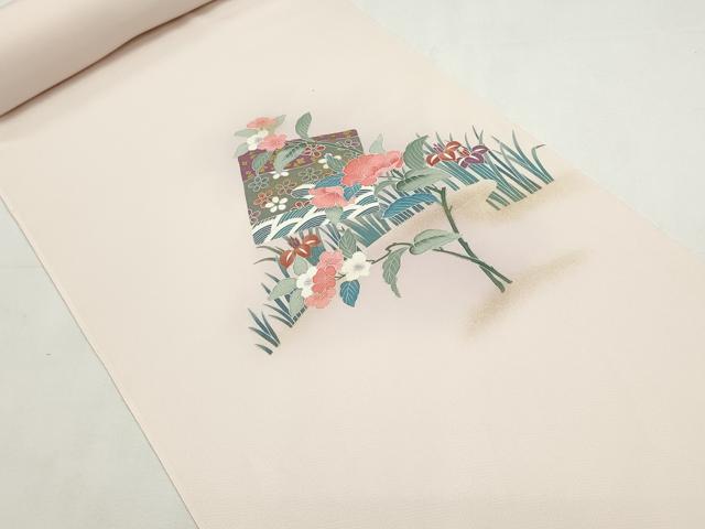 平和屋着物▼付下げ 反物 着尺 色紙吉祥花文 暈し染め 金彩 逸品 未使用 DABF8284we