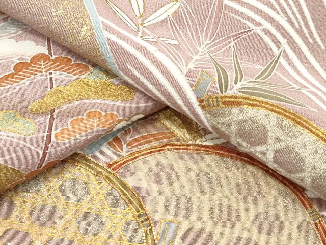 平和屋着物▼色留袖 解き反物 着尺 駒刺繍 籬草葉文 金彩 逸品 DABF6394zy