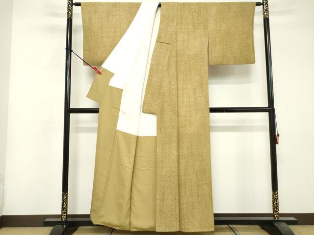 平和屋着物■上質な小紋 鮫小紋柄 草葉文 正絹 逸品 DABF9945cd
