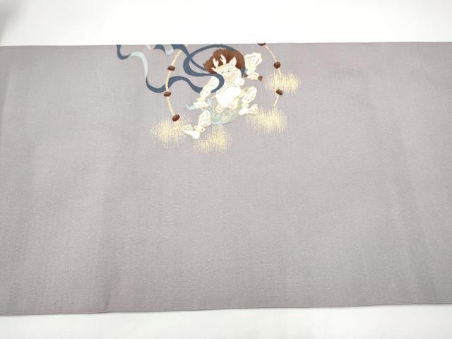 平和屋着物●爪掻き本綴れ 八寸名古屋帯 風神雷神 金糸 正絹 逸品 CABH4836hy
