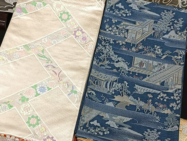 平和屋着物■袋帯 西陣 まとめて100点 鶴 向かい孔雀 尾長鳥 馬 人物 風景 更紗 正倉院 宝相華 立波 佐賀錦 未使用品有 全て正絹 mmm1098