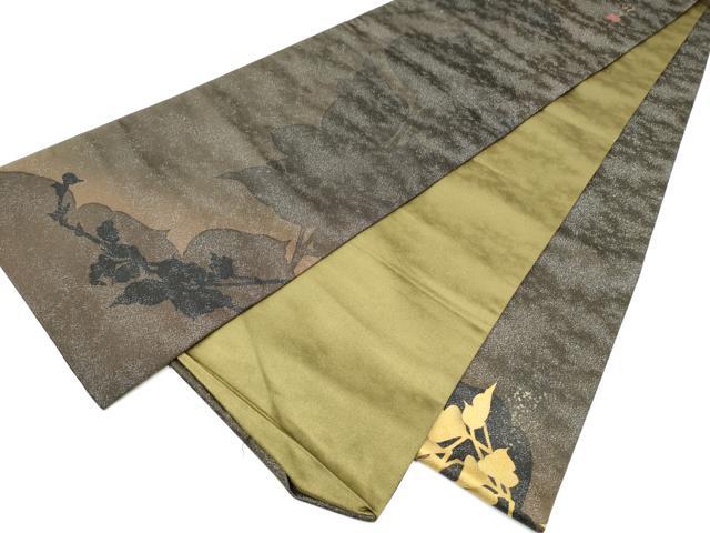 平和屋着物●京の匠日展作家 丹下雄介 太鼓柄袋帯 枝葉文 銀通し地 正絹 逸品 CABH4950hy